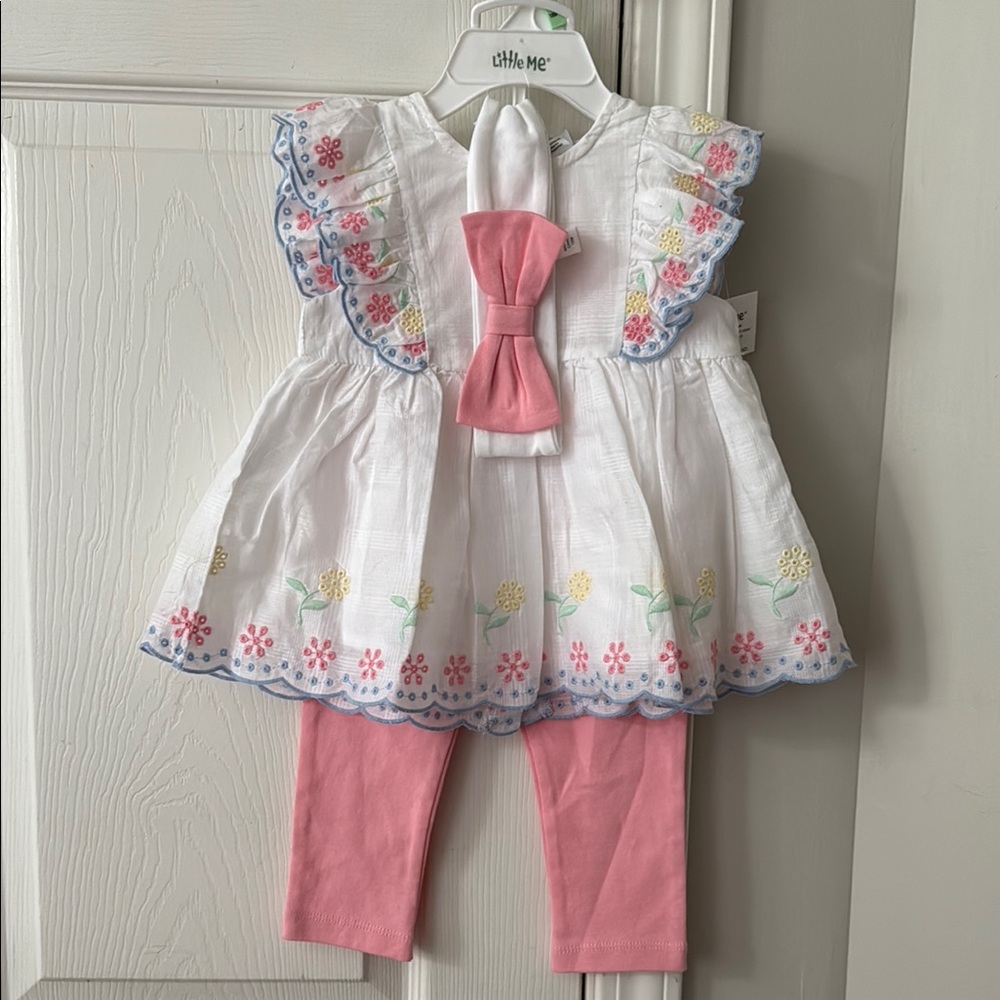 NWT 18M Little Me Woven Tunic Set & Headband